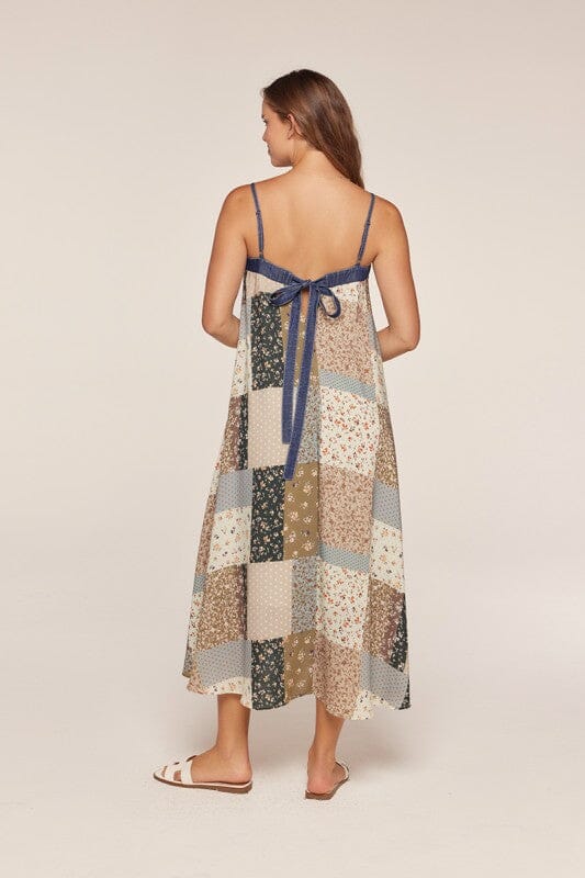 PREORDER | Floral Patchwork Tie Back Midi Dress Dress Tea and rose 