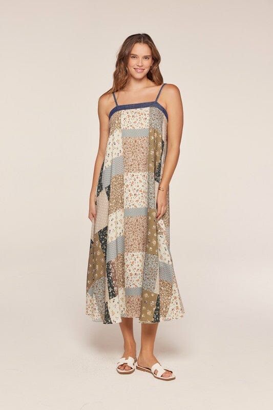 PREORDER | Floral Patchwork Tie Back Midi Dress Dress Tea and rose 