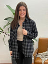 Relaxed Black Plaid Brushed Shacket Cardigan The Humming Arrow Boutique 