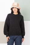 Black Textured Sleeve Detail Cozy Sweater Top Long sleeve Very J 