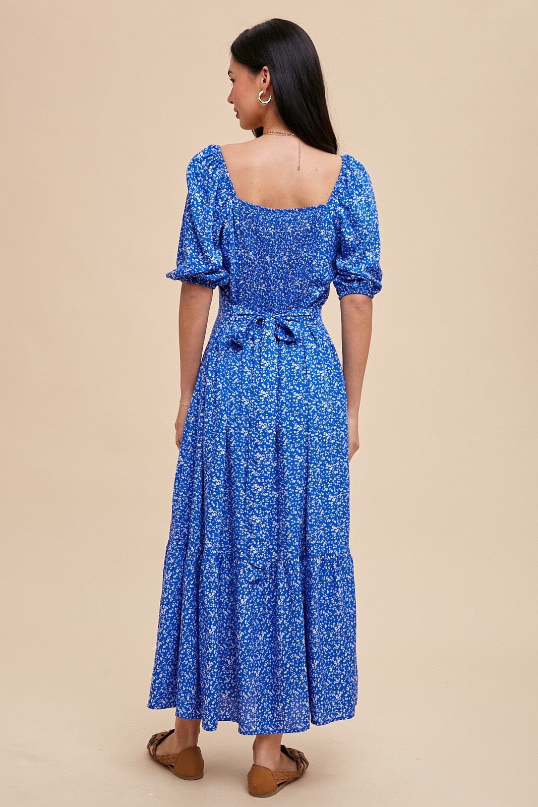 Blue Azure Floral Button Down Maxi Dress Dresses In Loom 