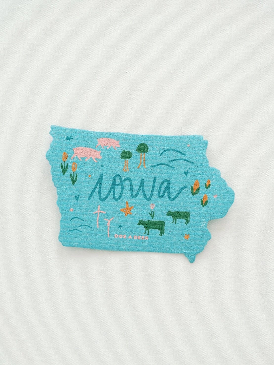 Iowa Shaped Swedish Dishcloth Accessories Doe A Deer 