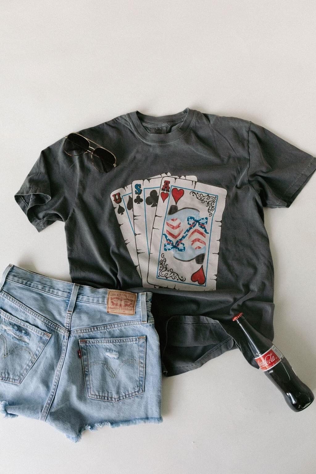 USA Cards Charcoal Comfort Colors Graphic Tee Short sleeve Chaudoin Creations 