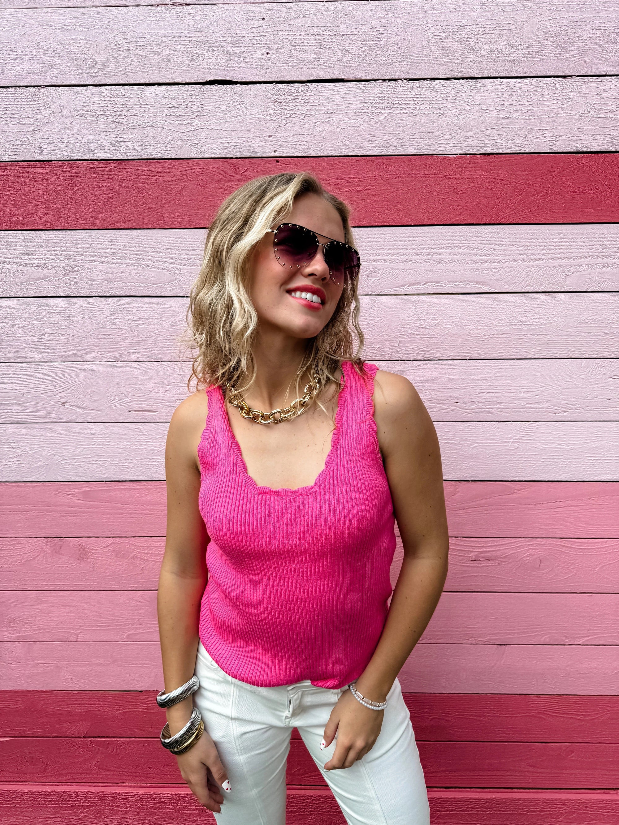 Lillian Scalloped Knit Tank | Multiple Colors Summer Tanks Blakely 