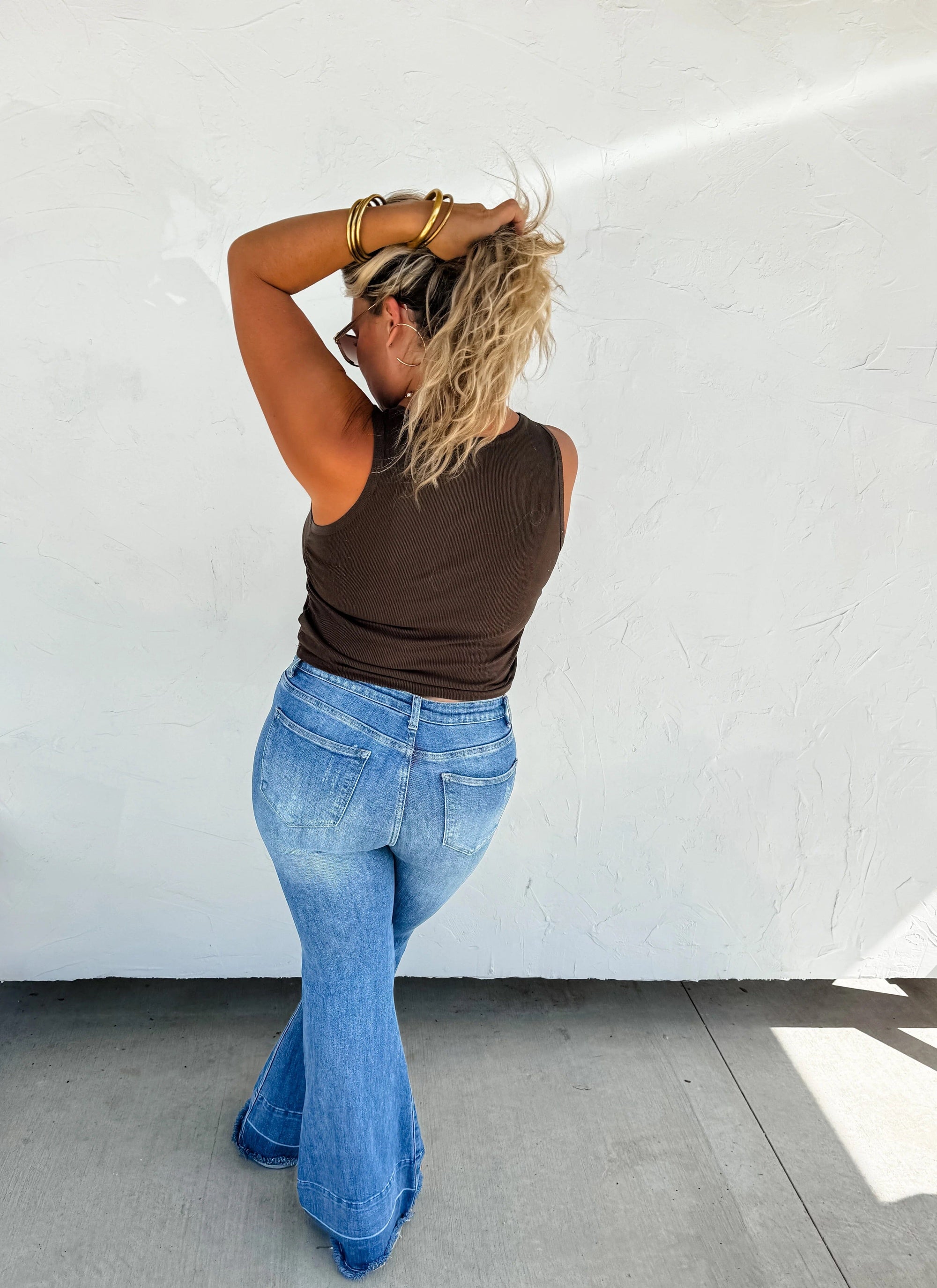 Brown Taylor Ribbed Tank with Side Ruching Summer Tanks Blakely 