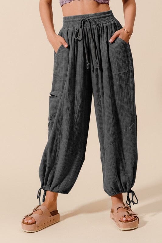 Charcoal Mineral Wash Gauze Harlem Baggy Pants Bottoms so me 