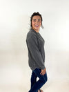 Vintage Charcoal Round Hem Crewneck Long sleeve The Humming Arrow Boutique 