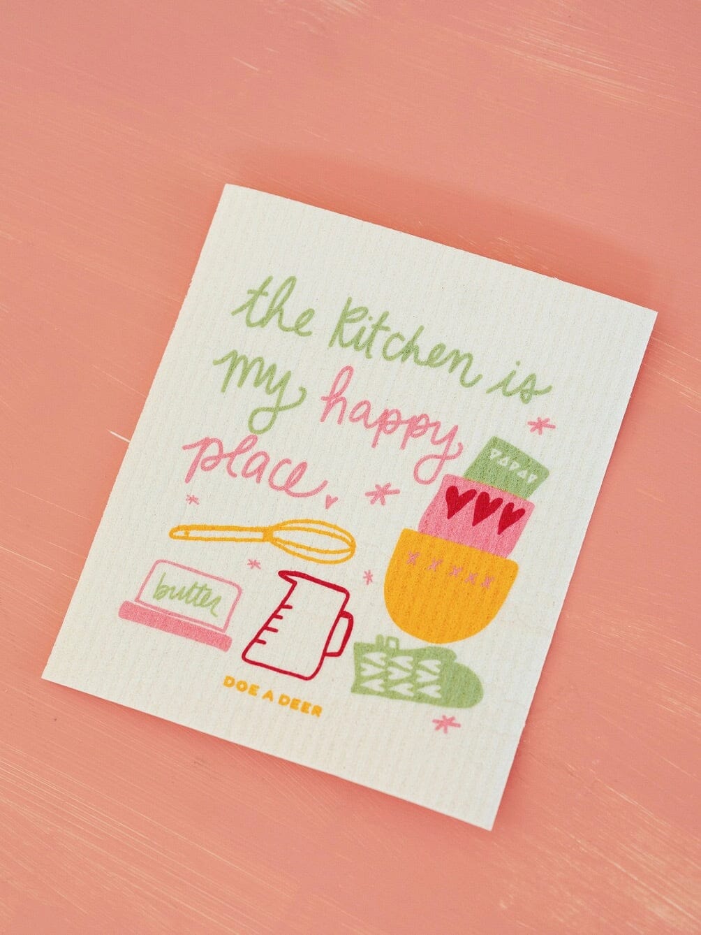 Kitchen is My Happy Place Swedish Dishcloth Accessories Doe A Deer 