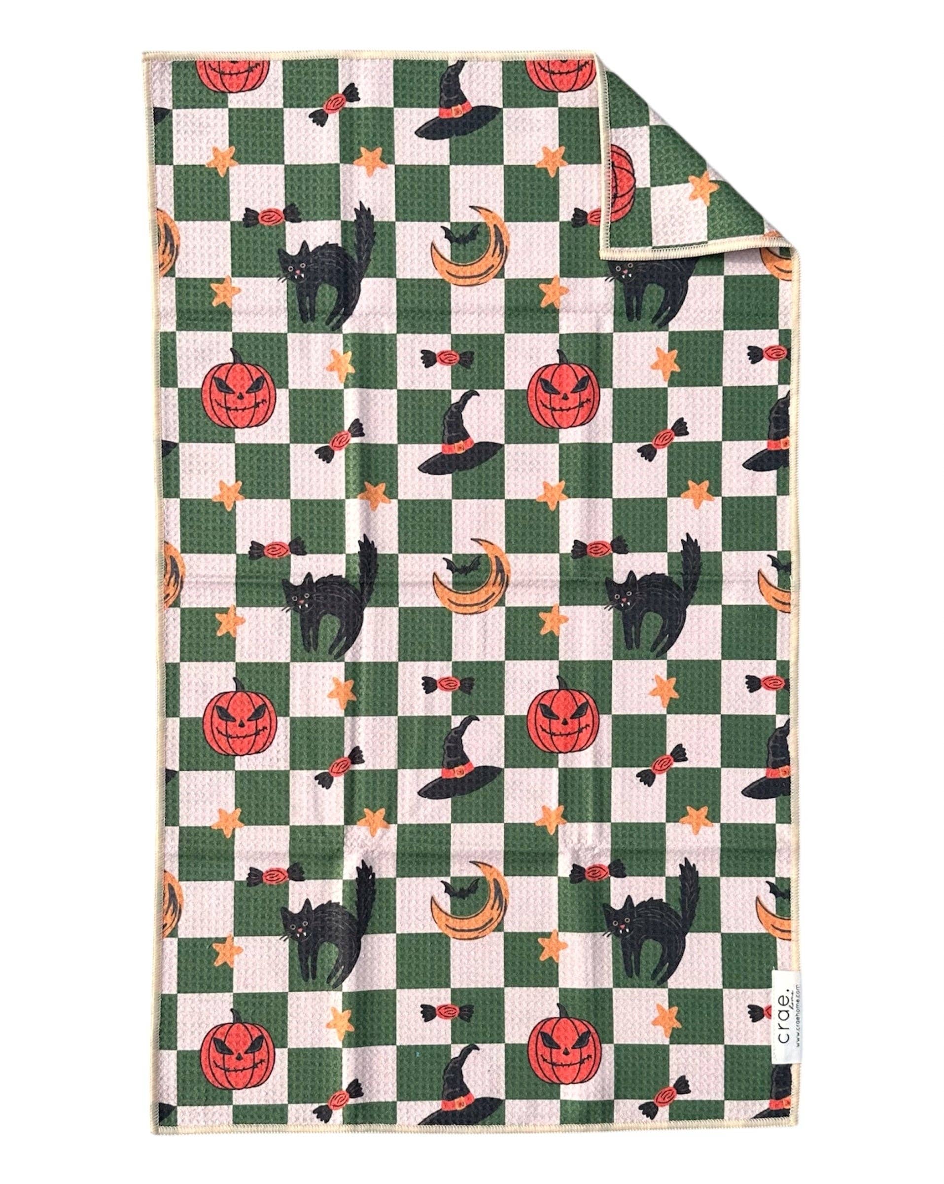 Witches Grind: Double-Sided Hand Towel: Cream/Multicolor / 17x27 in / Hand Towel Crae.Home 