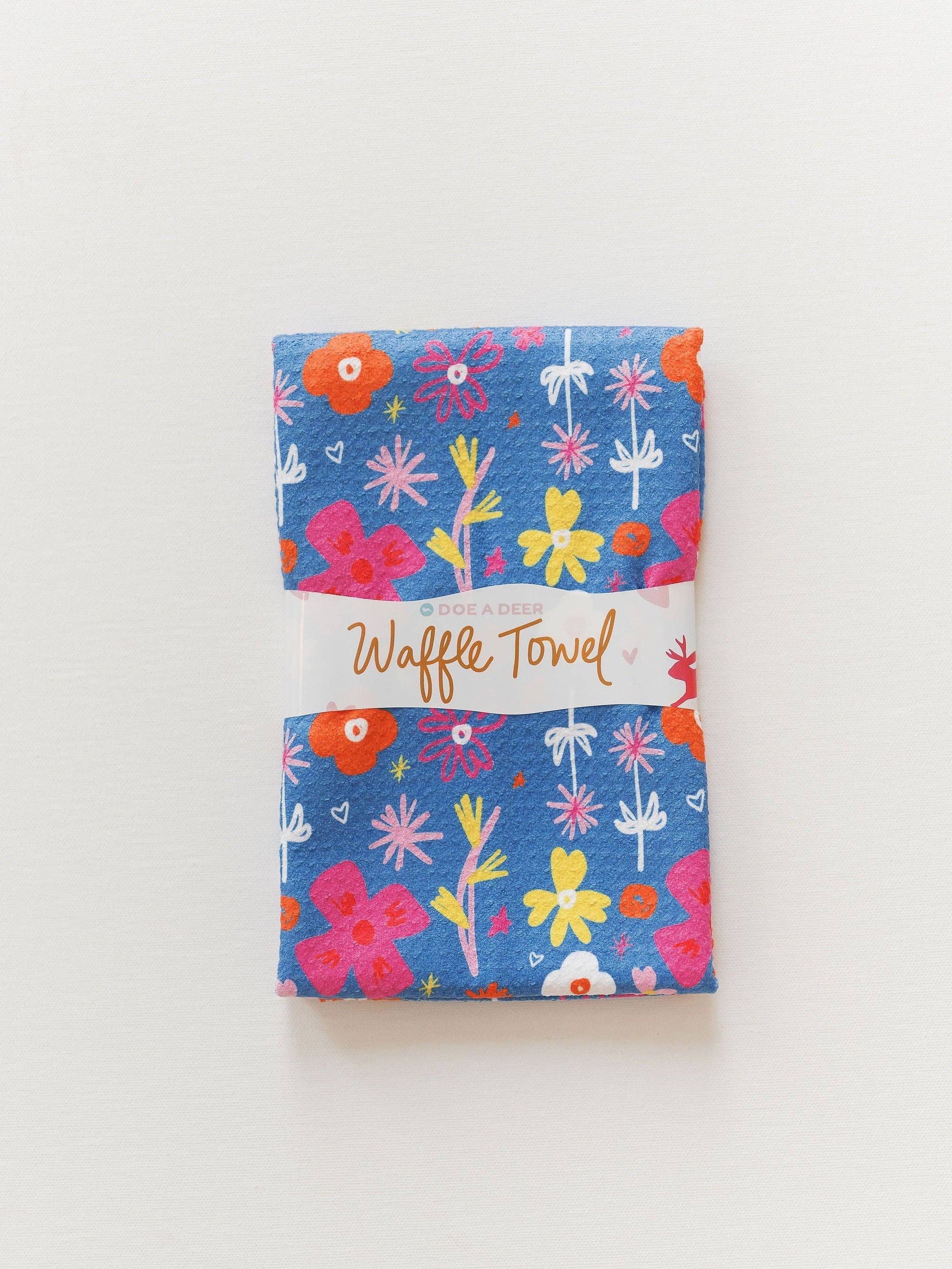 Happy Flowers Waffle Towel Doe A Deer 