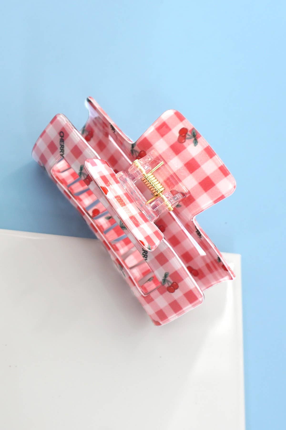CHECKER CHERRY HAIR CLAW CLIPS | 40H943: PEACH JOSSLYN by wall to wall 
