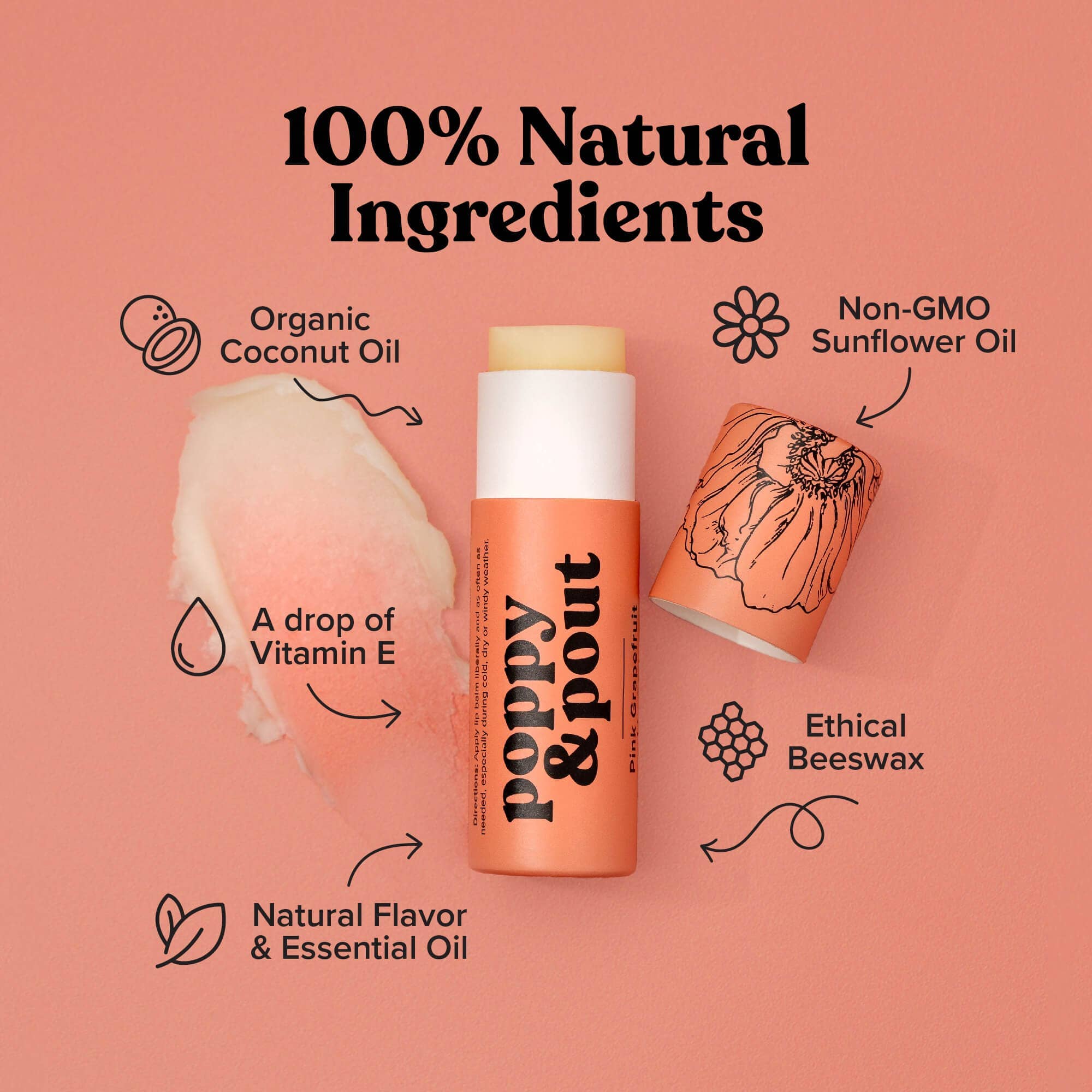 Lip Balm, Pink Grapefruit Poppy &amp; Pout 