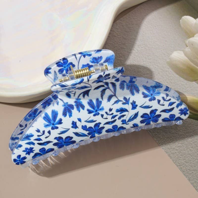 Floral Print Hair Claw Clips | 40H1054: Red JOSSLYN by wall to wall 