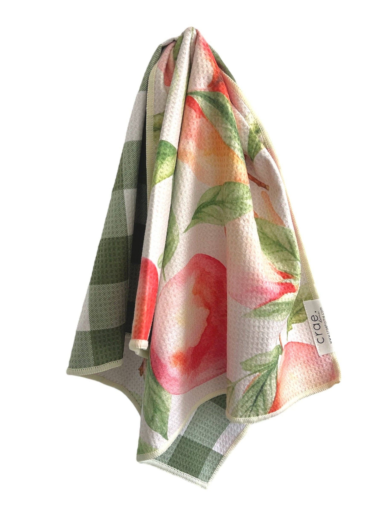 Peaches and Cream: Reversible Hand Towel: Orange/Cream/Green / 19x29 in / Hand Towel Crae.Home 