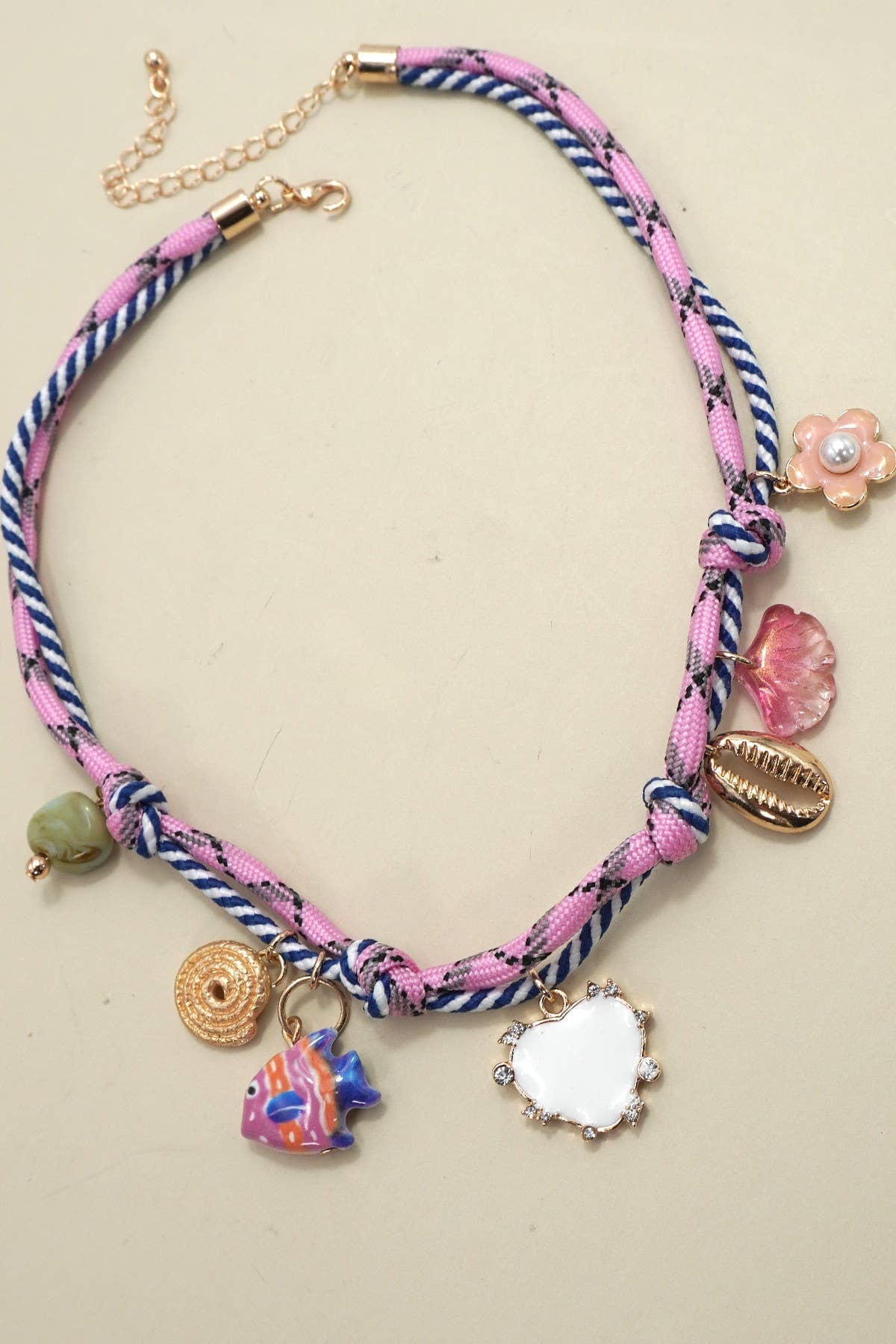CORD CHARM-PORCELAIN FISH HEART FLOWER NECKLACE | 80N92299: GOLD JOSSLYN by wall to wall 
