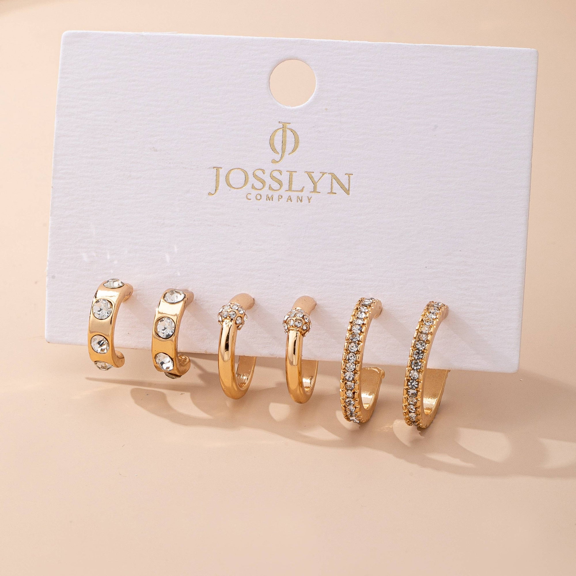 Gold-Tone Crystal Huggie Hoop Earring Set | 80E61880: SET JOSSLYN by wall to wall 