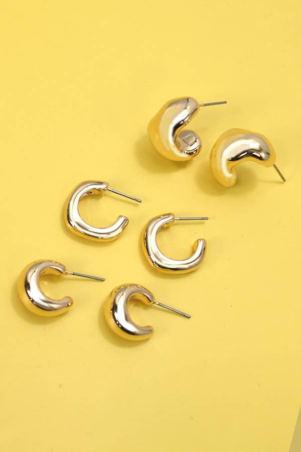 BUBBLY MINI HUGGIE HOOP TRIO EARRINGS | 80E2869: GOLD JOSSLYN by wall to wall 