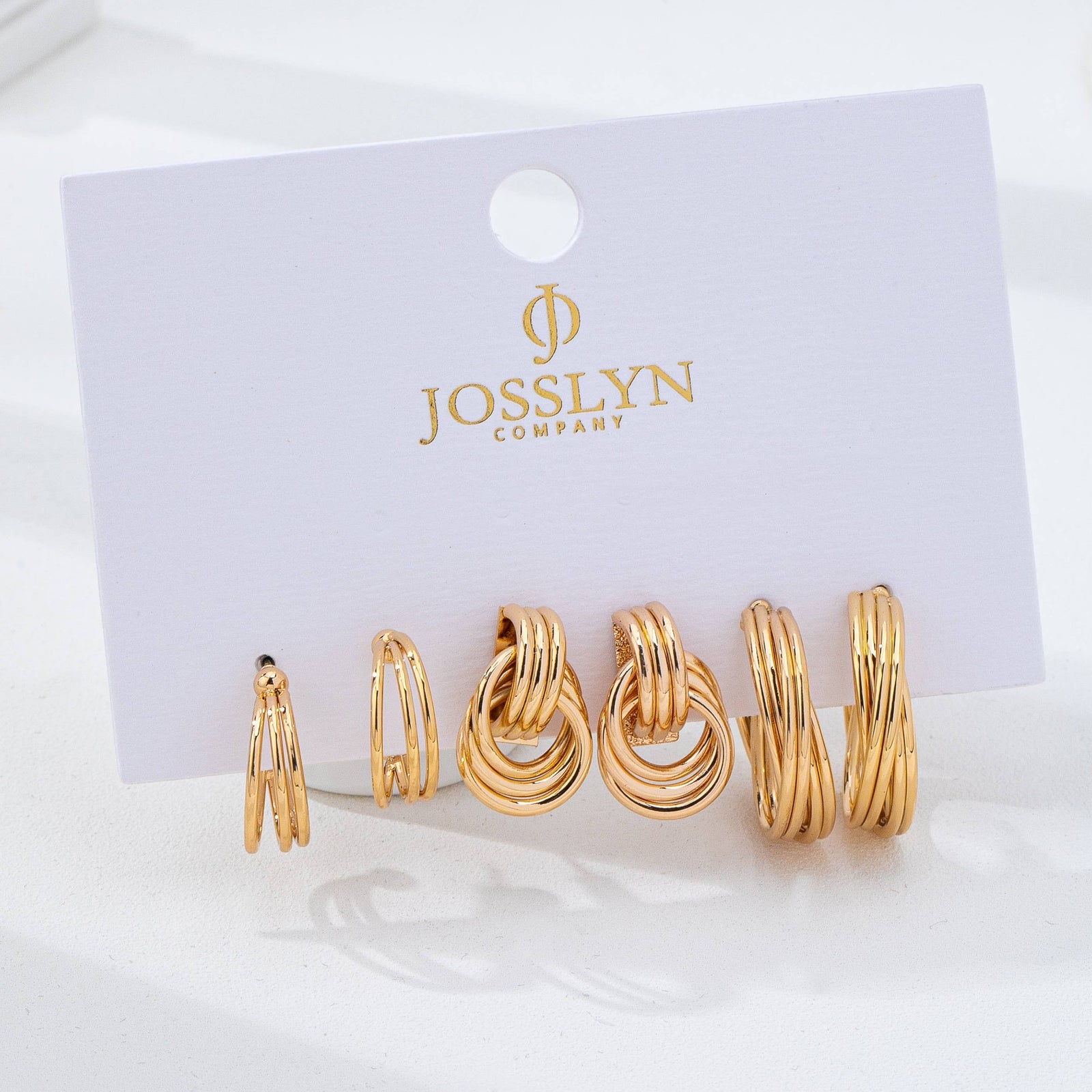 Curated Multi-Line Hoop Earring Set | 80E62143: Gold JOSSLYN by wall to wall 