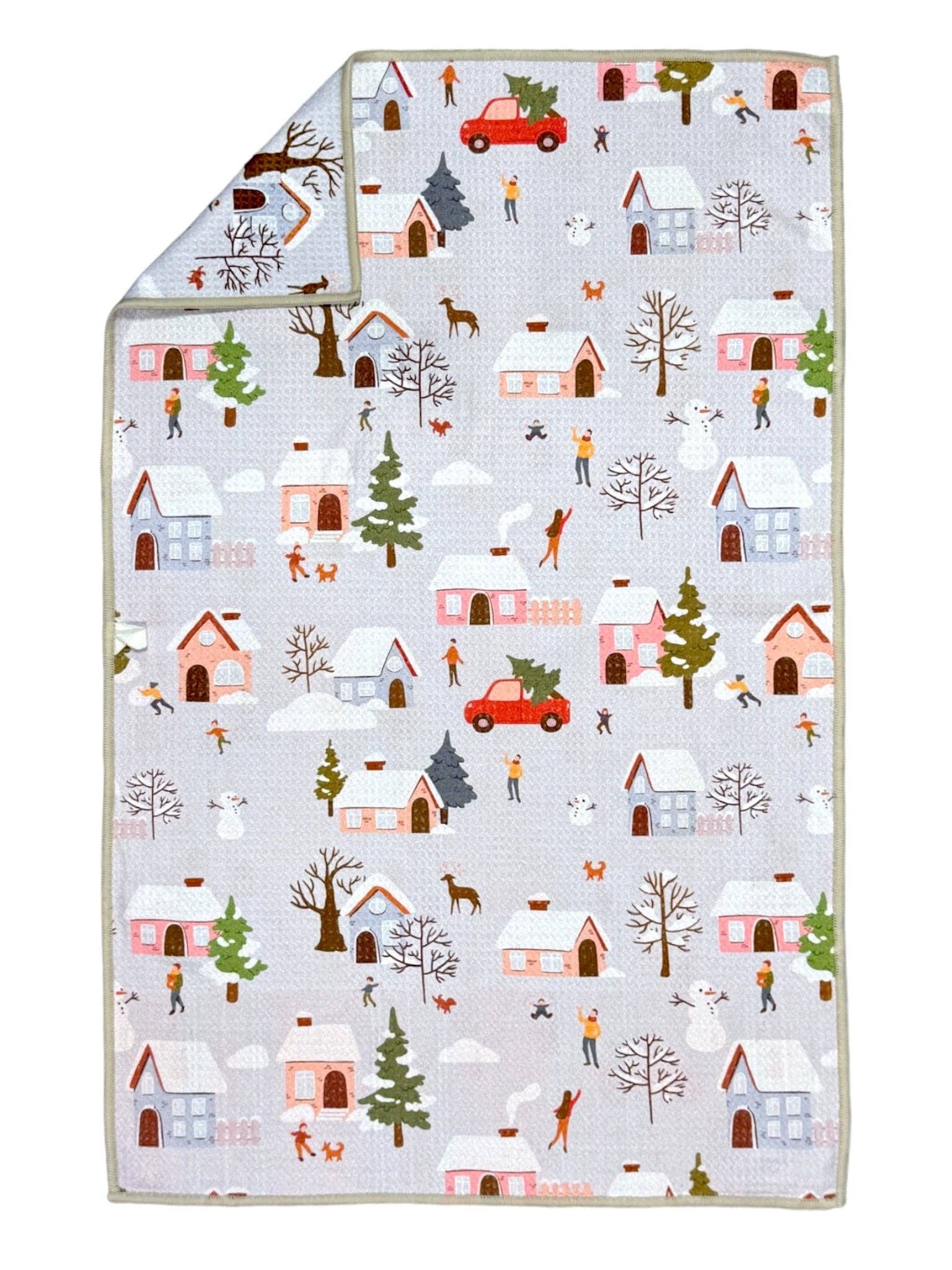 Winter Village: Double-Sided Hand Towel: Blue / 17x27 in / Hand Towel Crae.Home 