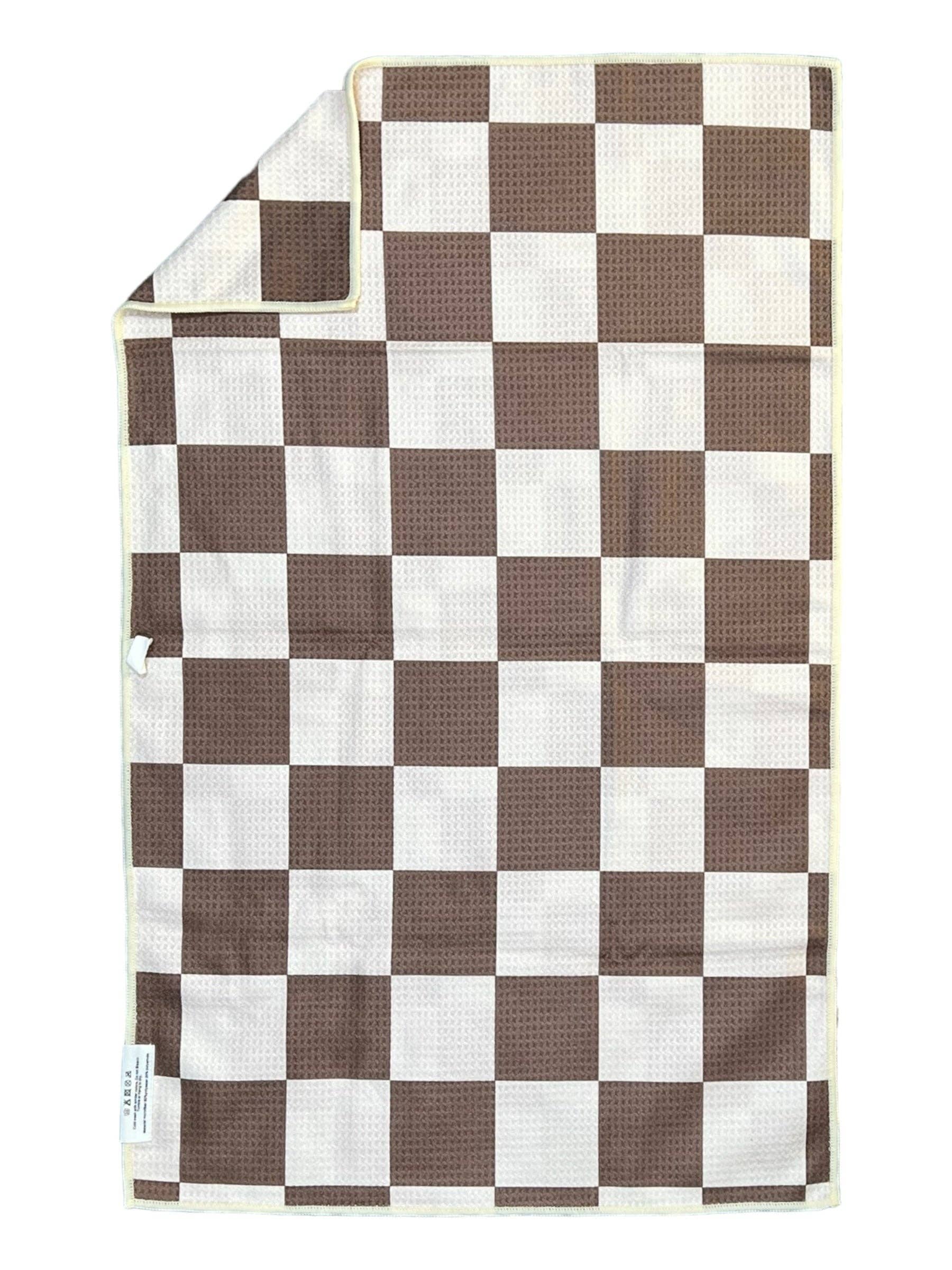Chocolate Check: Double-Sided Hand Towel: Cream/Brown / 17x27 in / Hand Towel Crae.Home 