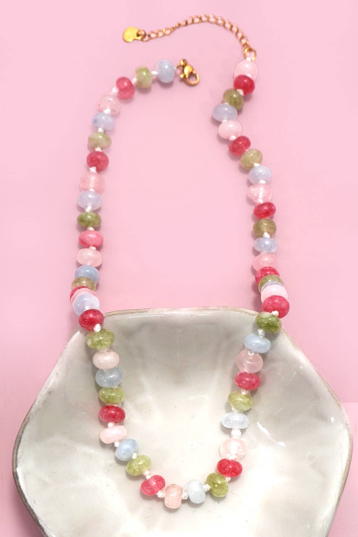 Natural Stone Semi-Precious Glass Mixed Necklace | 40NK9694: B JOSSLYN by wall to wall 