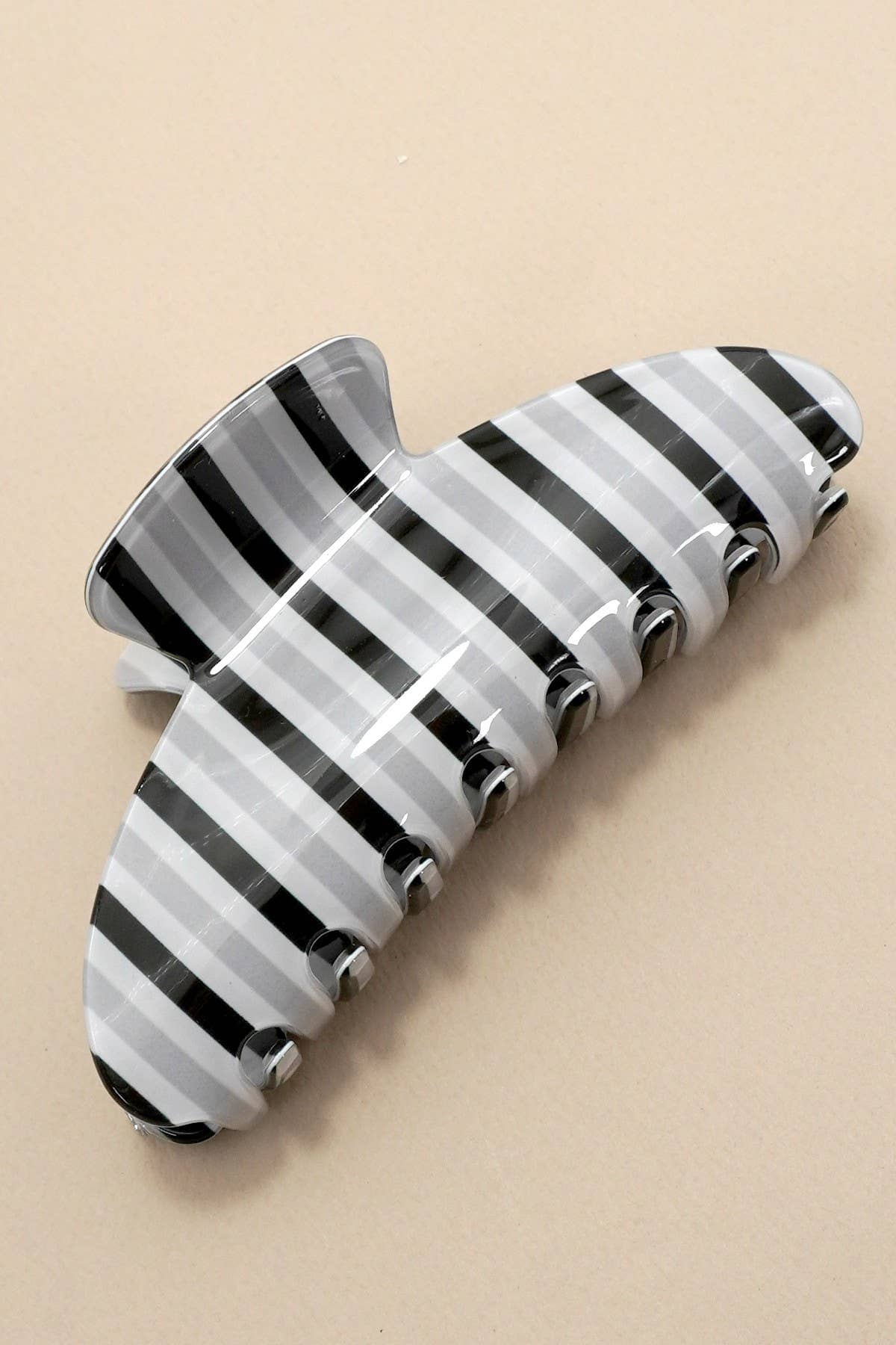 JUMBO STRIPE PLAID OVAL HAIR CLAW CLIPS | 40H1069: Blue JOSSLYN by wall to wall 