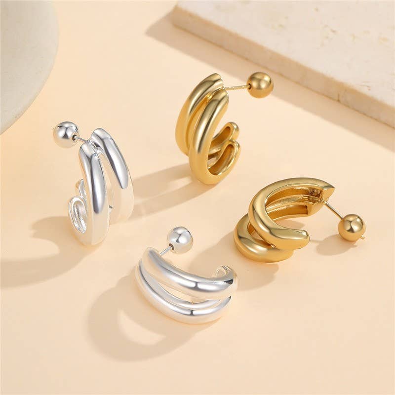 Double-Hoop Sculptural Earrings | 40E491: GOLD JOSSLYN by wall to wall 