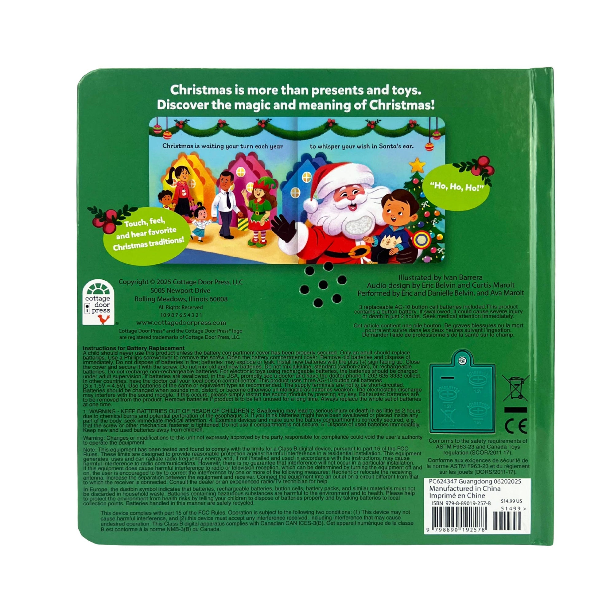 Listen, Touch &amp; Feel What is Christmas? Sound Book Cottage Door Press 