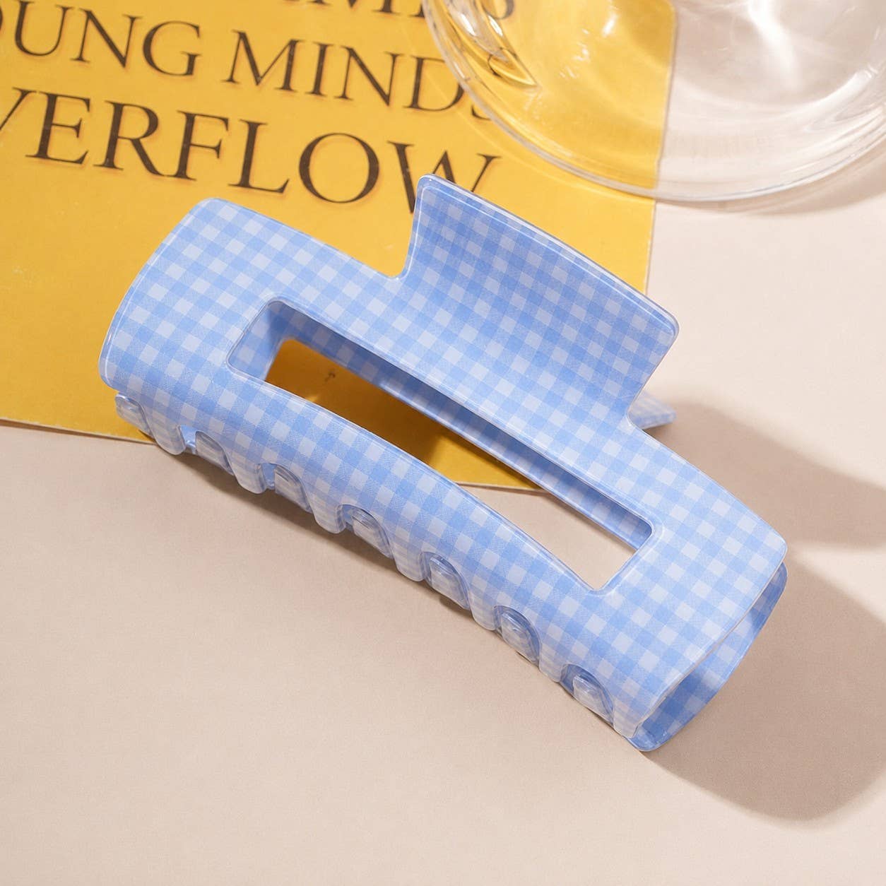 Large Pastel Gingham Hair Claw Clip | 40H1107: BUTTER YELLOW JOSSLYN by wall to wall 