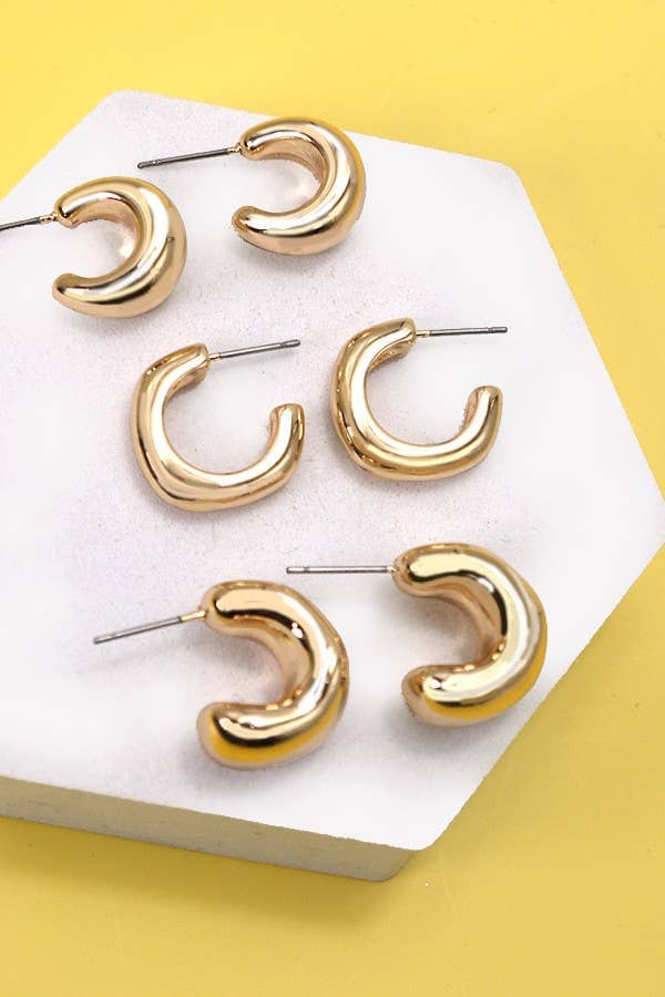 BUBBLY MINI HUGGIE HOOP TRIO EARRINGS | 80E2869: GOLD JOSSLYN by wall to wall 