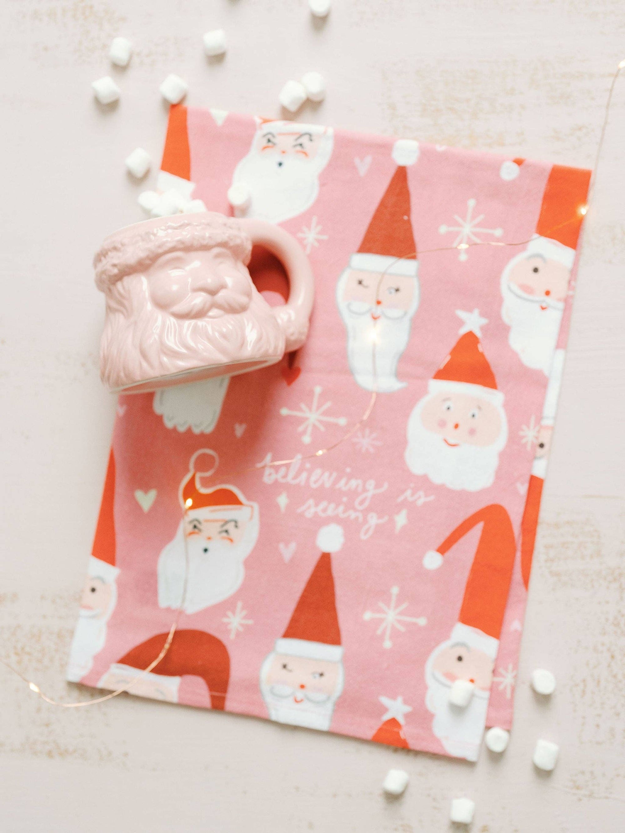 Believing Is Seeing Santa Full Pattern Towel, Holiday Doe A Deer 
