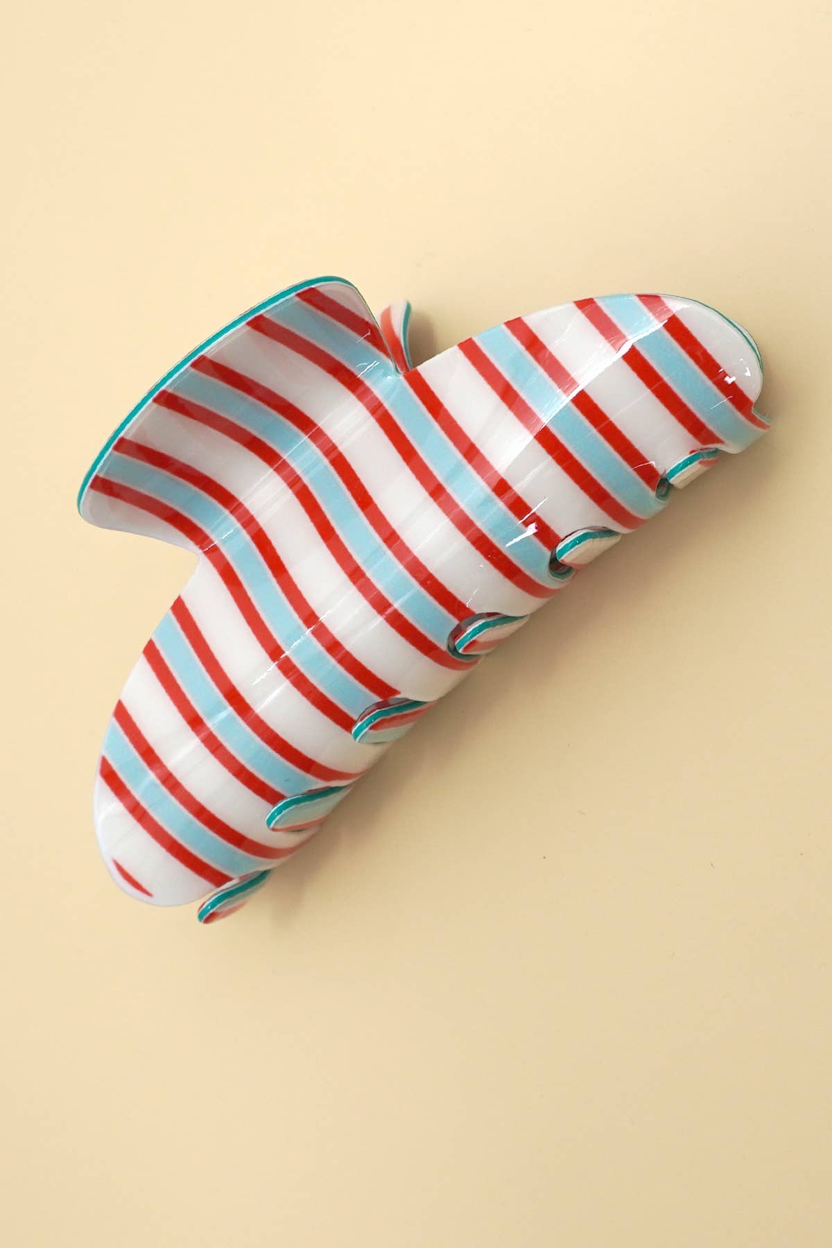 JUMBO STRIPE PLAID OVAL HAIR CLAW CLIPS | 40H1069: Blue JOSSLYN by wall to wall 