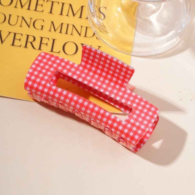 Large Pastel Gingham Hair Claw Clip | 40H1107: Pink JOSSLYN by wall to wall 