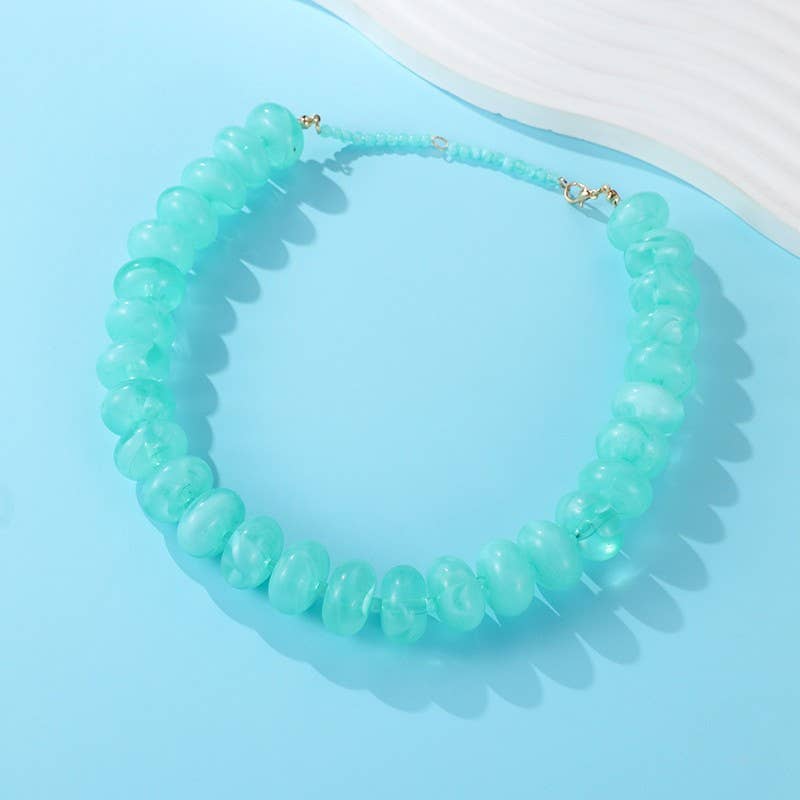 Chunky Beaded Natural Swirl Statement Necklace | 40NK9741: Olive JOSSLYN by wall to wall 