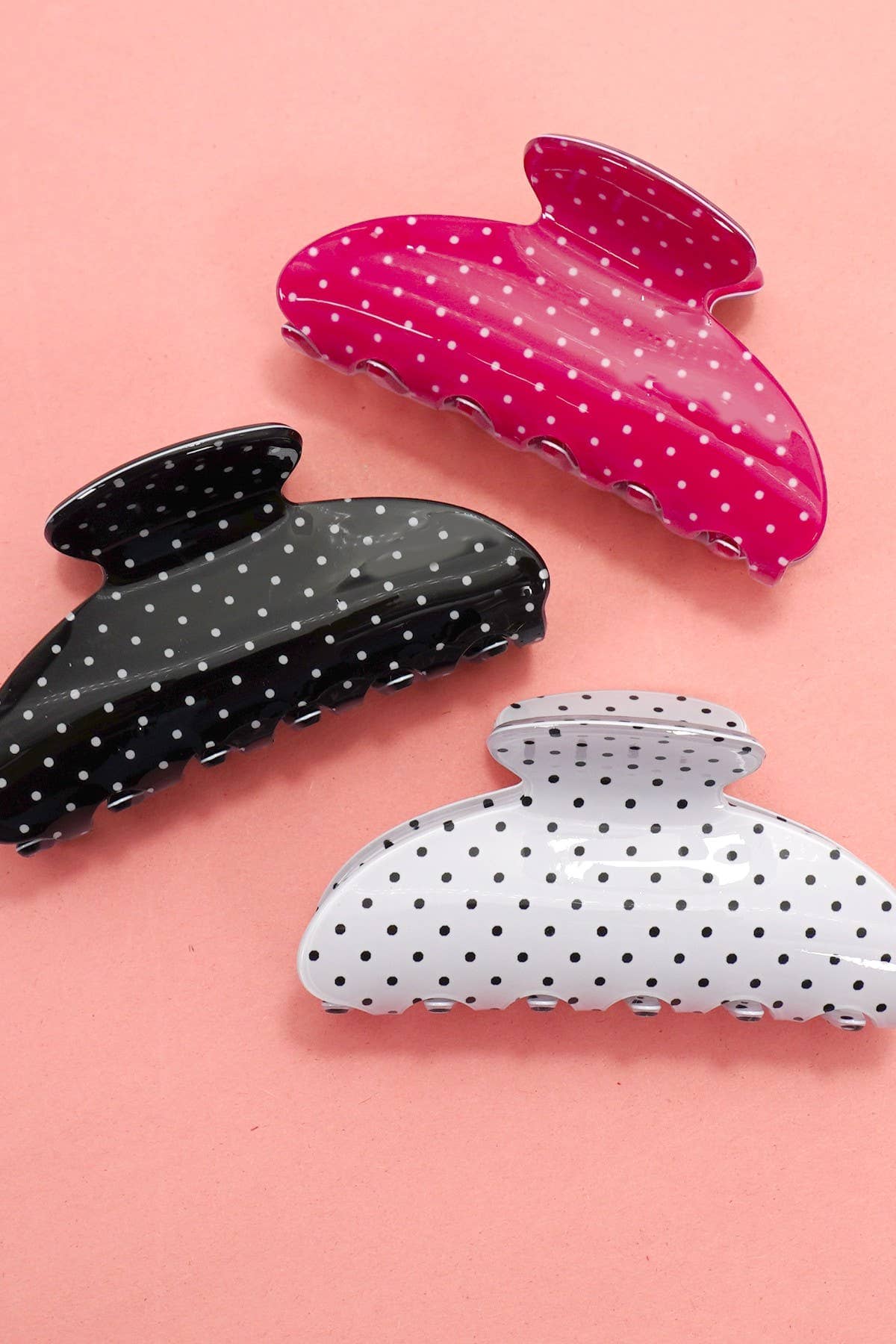 Polka Dot Hair Claw Clip | 40H1081: OFF WHITE JOSSLYN by wall to wall 
