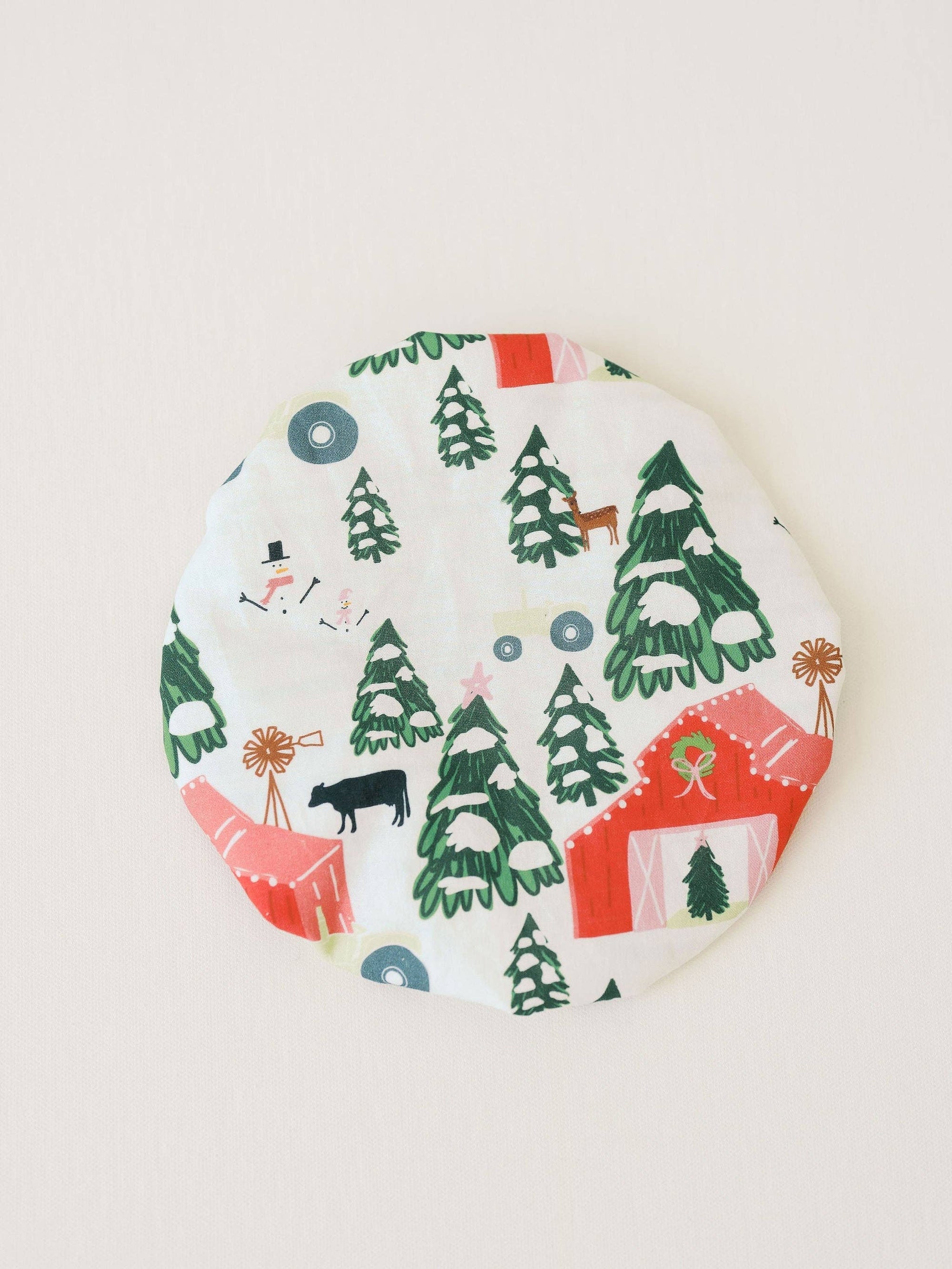 Festive Farm 7.5" Bowl Cover | Holiday Baking, Christmas Doe A Deer 