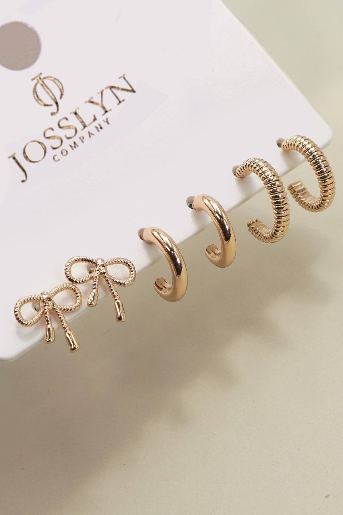 MINI BOW HUGGIE HOOP TRIO EARRINGS | 80E6406: Gold JOSSLYN by wall to wall 
