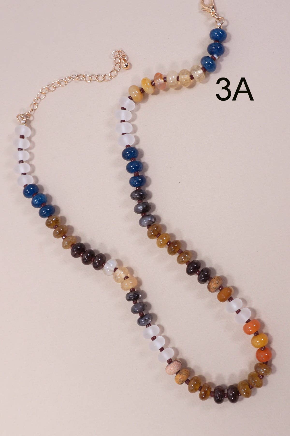 NATURAL AGATE GLASS SEMI PRECIOUS BEAD NECKLACE | 80N896: 1A JOSSLYN by wall to wall 