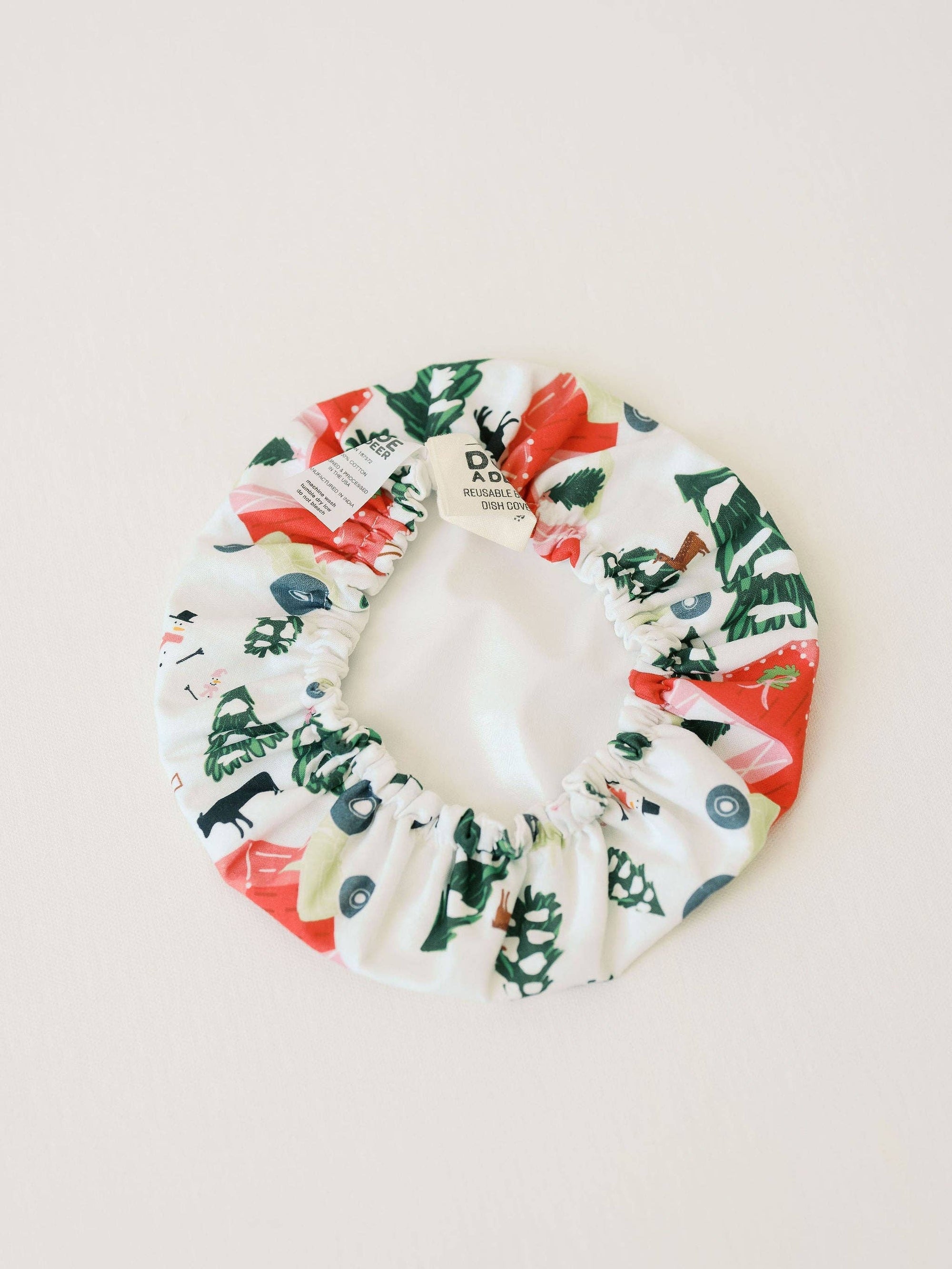 Festive Farm 7.5" Bowl Cover | Holiday Baking, Christmas Doe A Deer 