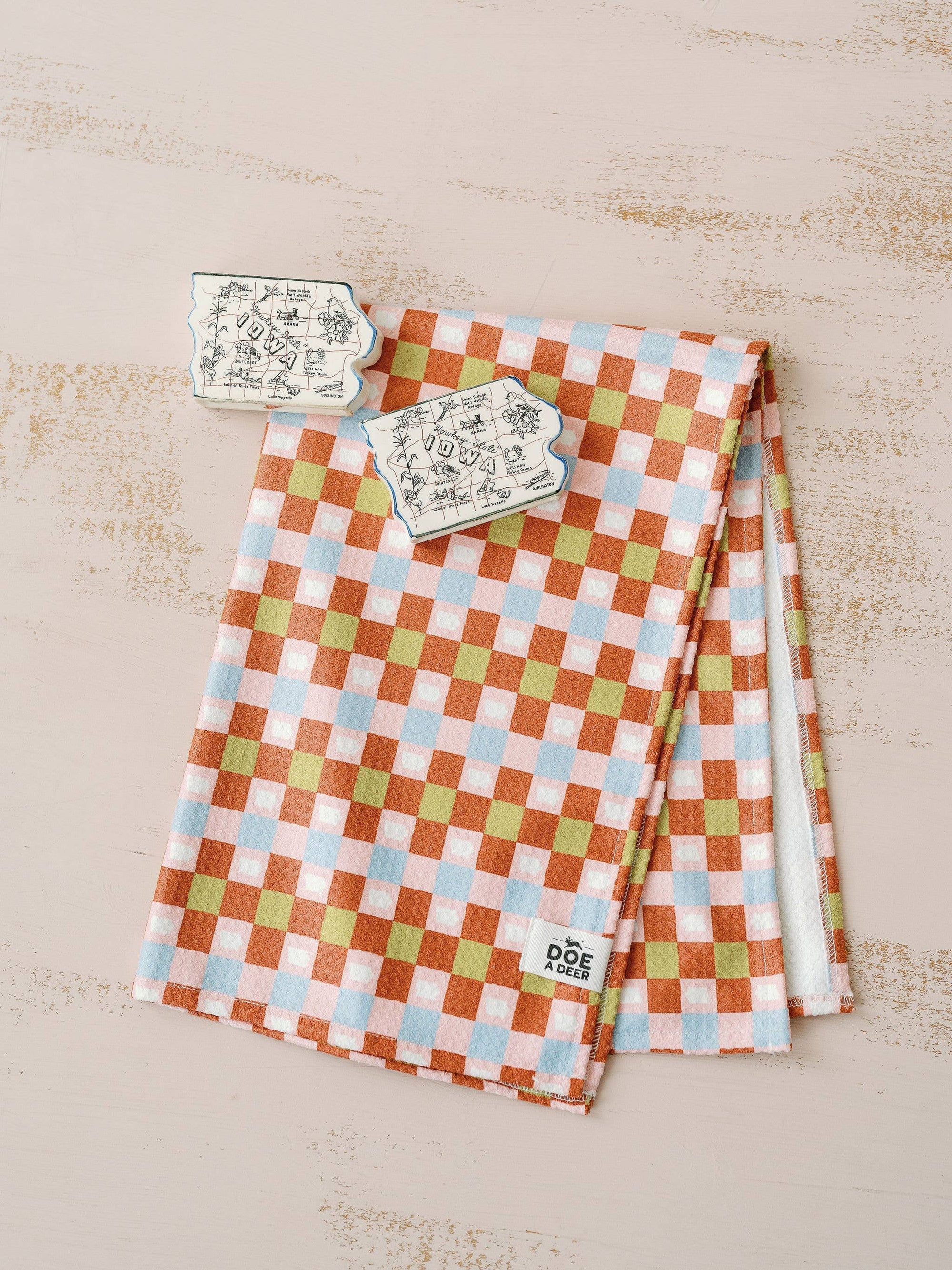 Iowa Check Waffle Towel | Microfiber Doe A Deer 