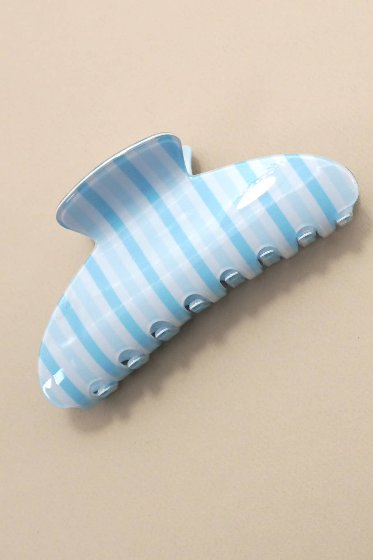 JUMBO STRIPE PLAID OVAL HAIR CLAW CLIPS | 40H1069: Blue JOSSLYN by wall to wall 
