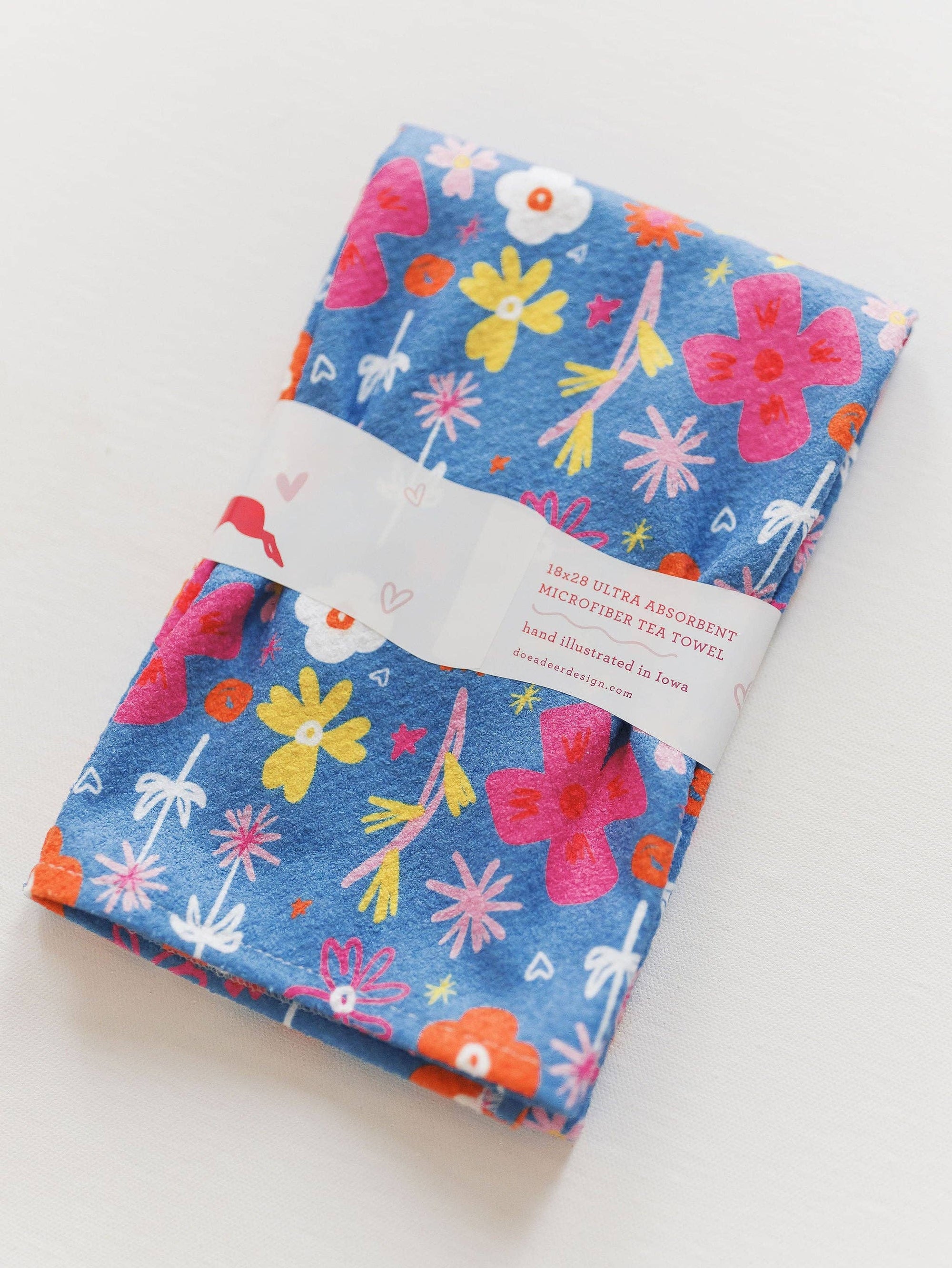 Happy Flowers Waffle Towel Doe A Deer 