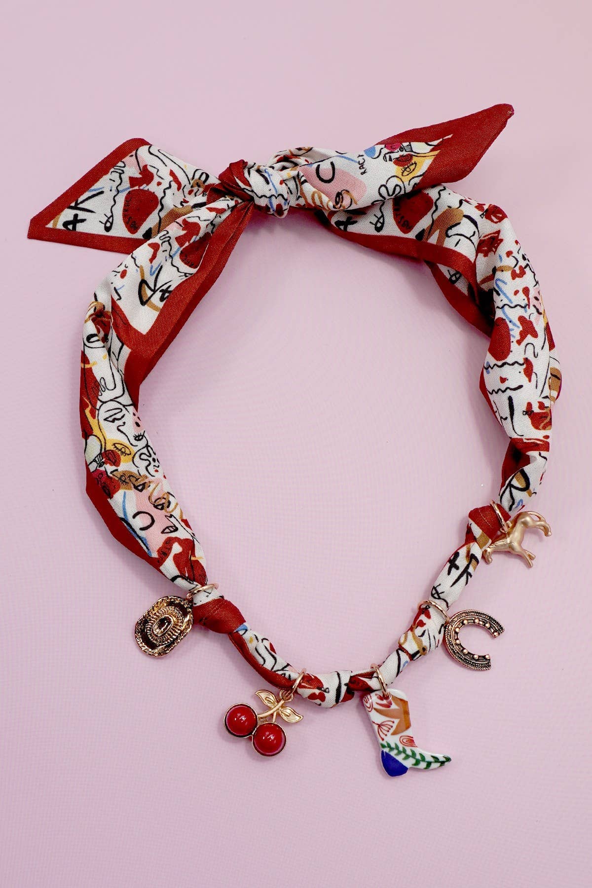 SCARF CHARM NECKLACE-BOOT CHERRY HORSESHOE HAT | 80N92393: GOLD JOSSLYN by wall to wall 