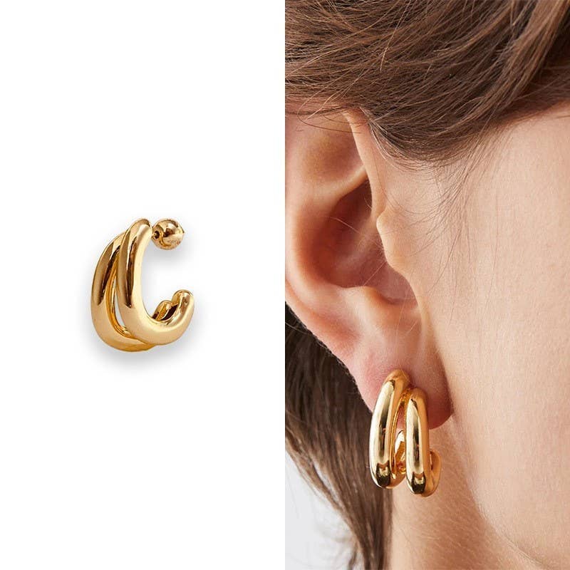 Double-Hoop Sculptural Earrings | 40E491: GOLD JOSSLYN by wall to wall 
