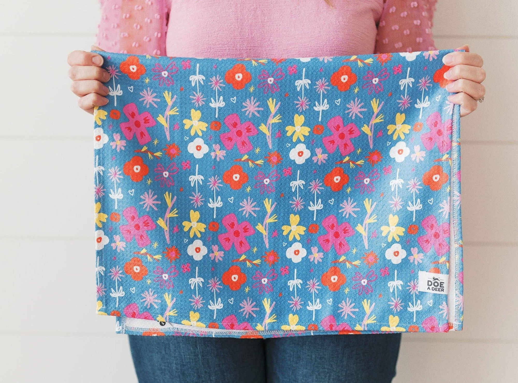 Happy Flowers Waffle Towel Doe A Deer 