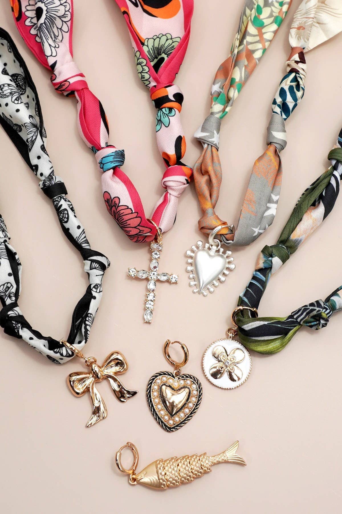 Handcrafted Scarf Interchangeable Charm Necklace | 80N92095: K JOSSLYN by wall to wall 