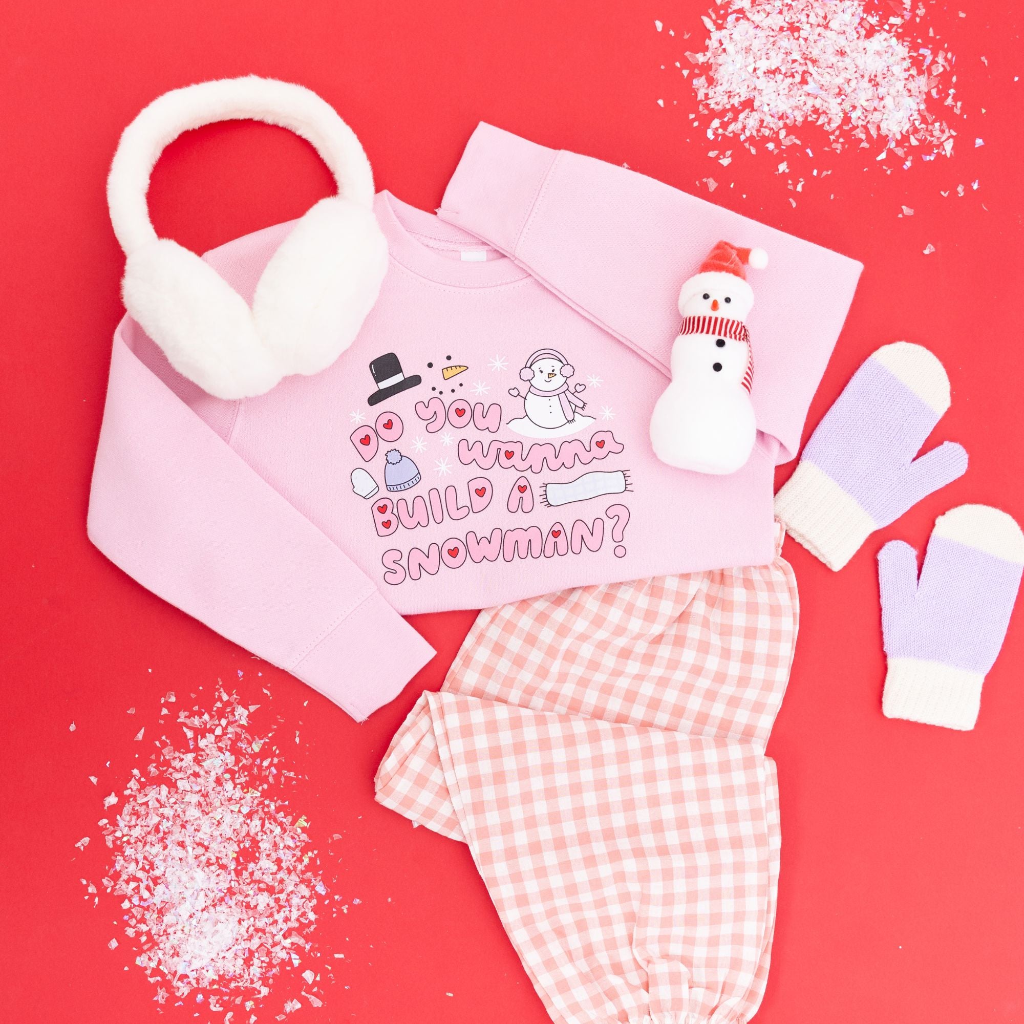 Do you wanna build a snowman Kids Pullover Sweatshirt : Teal / 5/6 T Benny &amp; Ray Apparel 