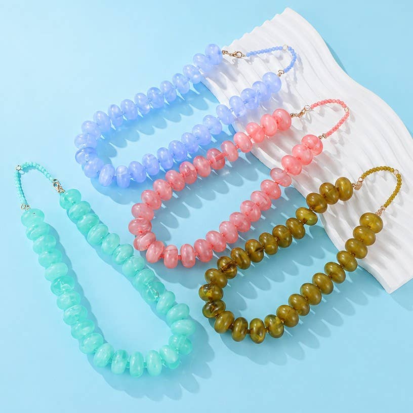 Chunky Beaded Natural Swirl Statement Necklace | 40NK9741: Olive JOSSLYN by wall to wall 