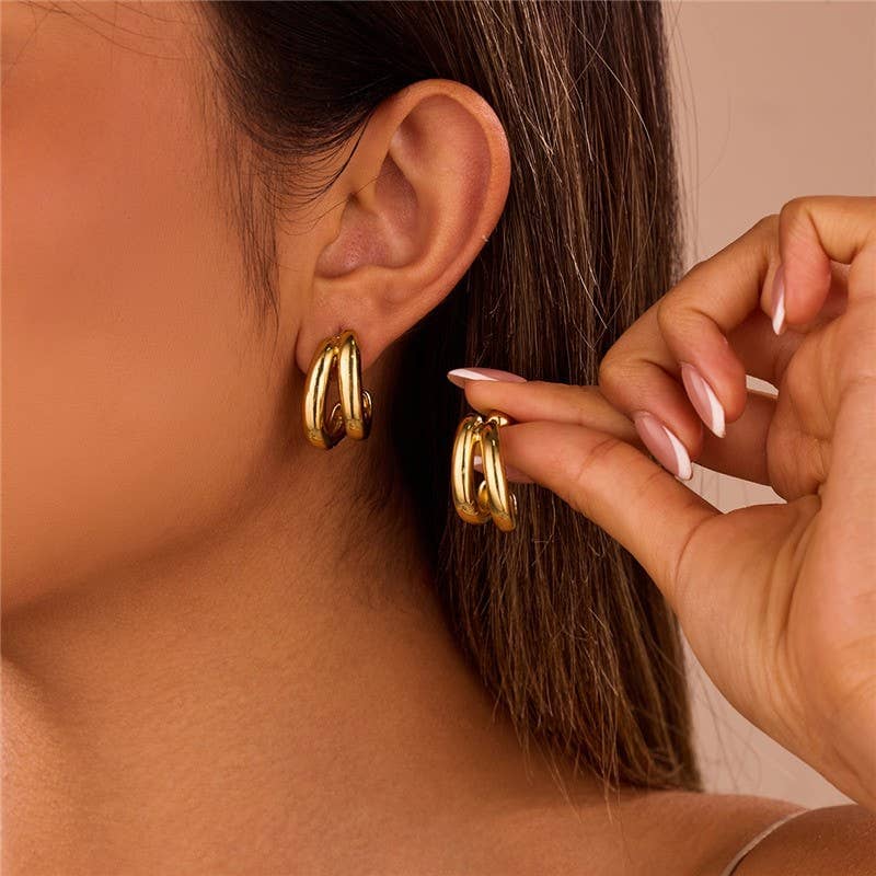 Double-Hoop Sculptural Earrings | 40E491: GOLD JOSSLYN by wall to wall 