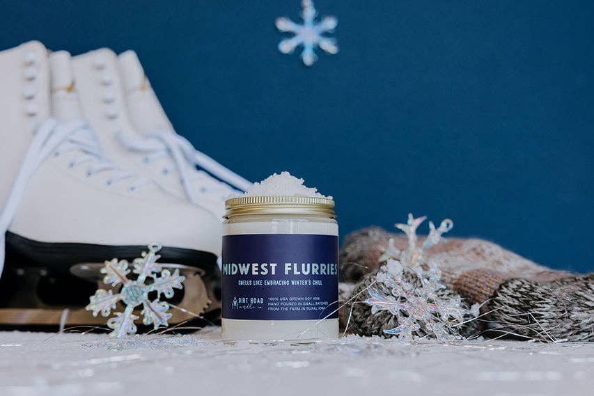 Midwest Flurries Candle: 8 oz Candle Dirt Road Candle Co 